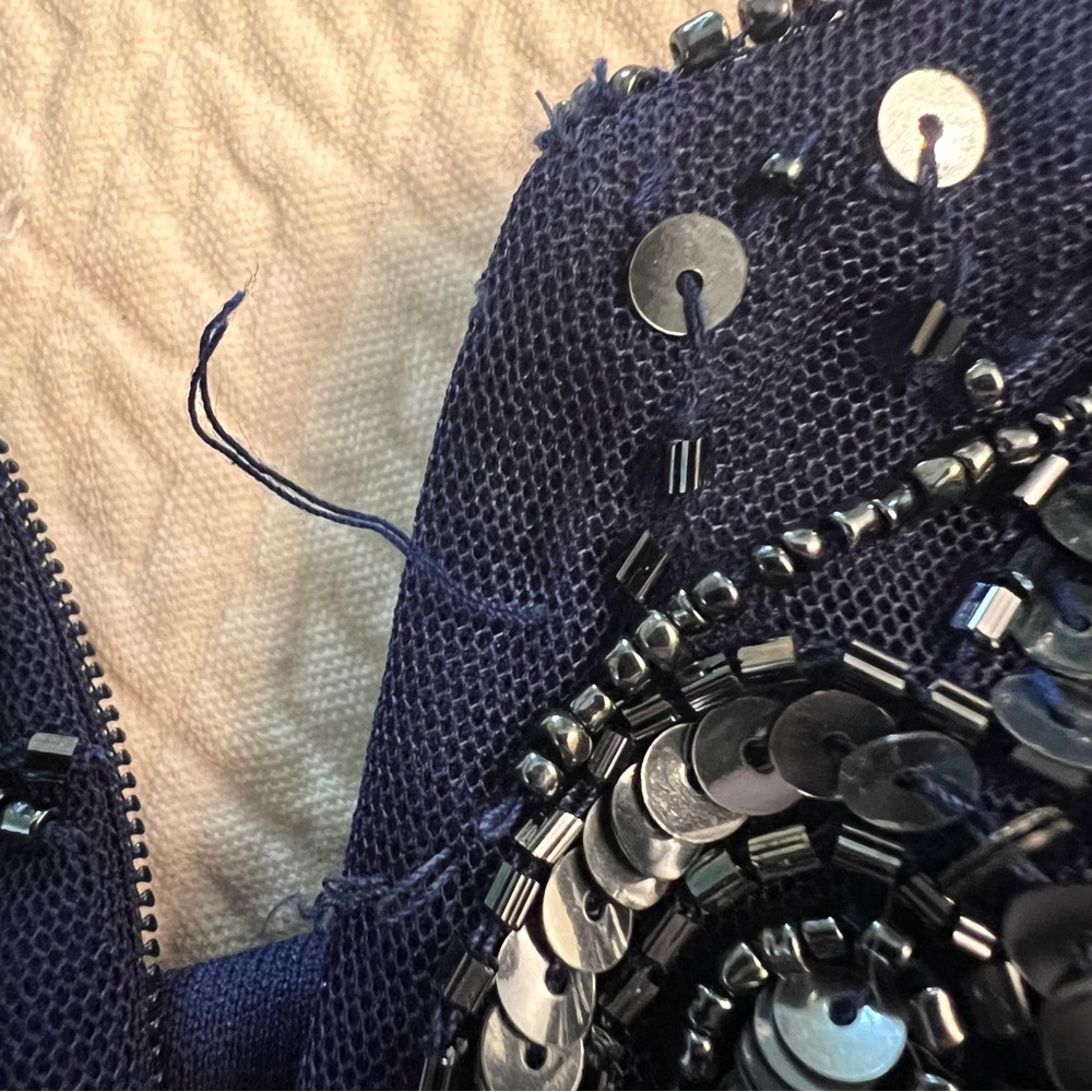 Roaman's Navy Beaded V‑Neck Maxi Dress - Picture 9 of 15